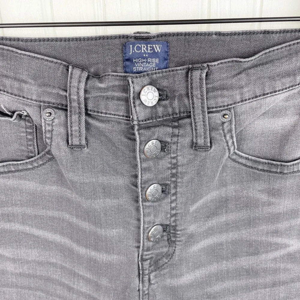 J. Crew Vintage Straight Jean with Cut Hem in Asphalt Wash Black AS171 Size 26